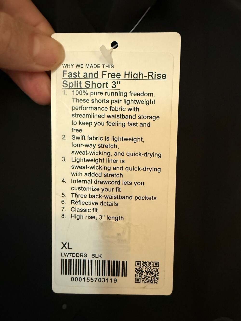 Lululemon Fast and Free High Rise Split Short 3” Black Size XL NWT - Picture 3 of 5